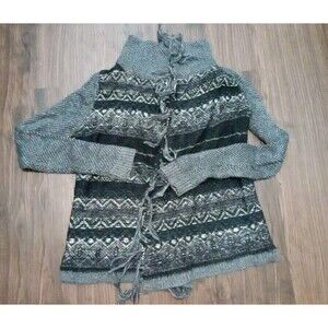 Vintage America Blues Cardigan Sweater Womens Small Black Gray White Acrylic